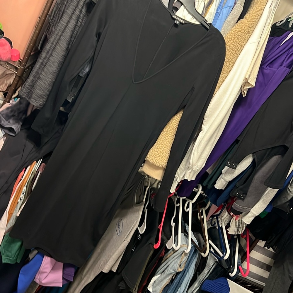 Express Midi Long Sleeve Dress - Medium - Black
